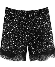 Load image into Gallery viewer, Sequin lace hem shorts