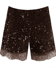 Load image into Gallery viewer, Sequin lace hem shorts