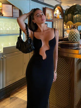 Load image into Gallery viewer, Black wavy edge maxi dress