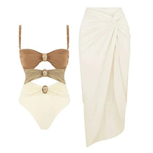 Load image into Gallery viewer, Luxury cut out embellished swimsuit &amp; sarong