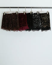 Load image into Gallery viewer, Sequin lace hem shorts