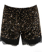 Load image into Gallery viewer, Sequin lace hem shorts