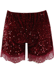 Load image into Gallery viewer, Sequin lace hem shorts