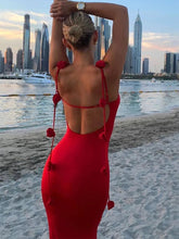 Load image into Gallery viewer, Backless red rose maxi
