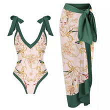 Load image into Gallery viewer, Tie shoulder swimsuit &amp; sarong