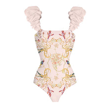Load image into Gallery viewer, Luxury printed frill swimsuit &amp; sarong